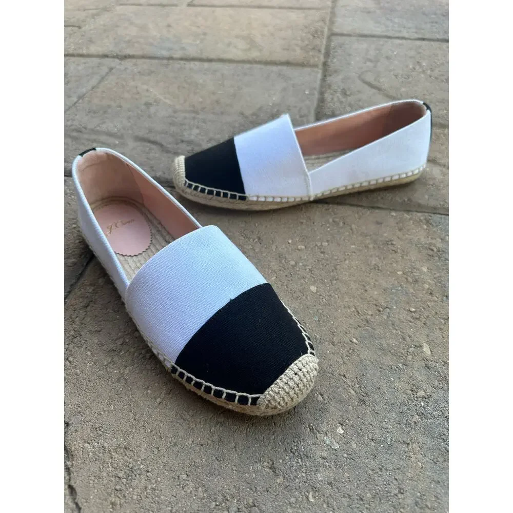 J. Crew Black and White Espadrille Shoes size 10